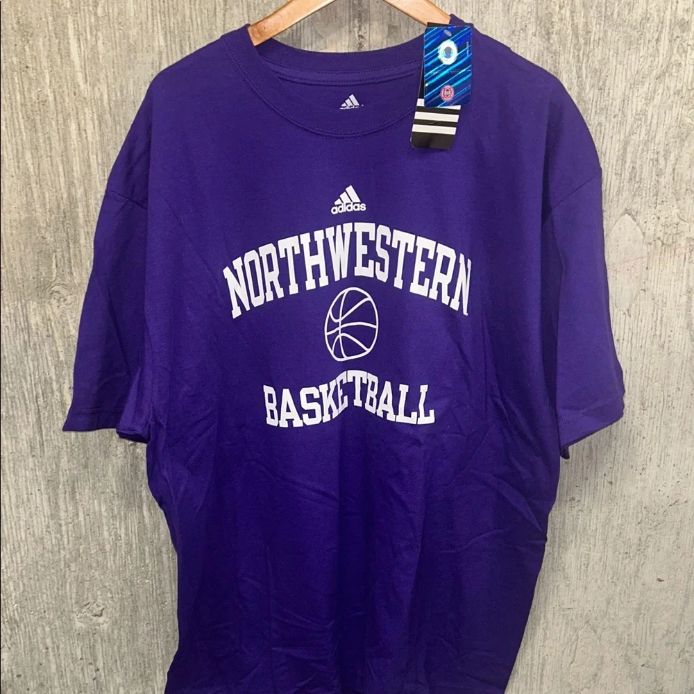NWT Adidas Purple Northwestern Basketball Short Sleeve T‎ Shirt Juice 22 XL